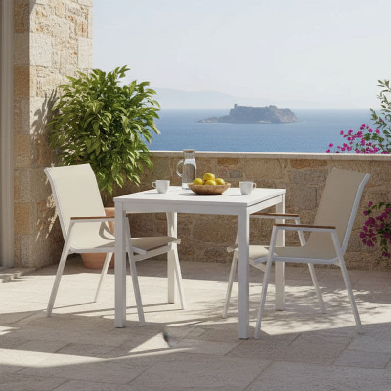 Set de sufragerie Azelie-Kliton I pakoworld set de 5 bucati gri material textil-alb aluminiu 80x80x74cm Set sufragerie Azelie-Kliton I pakow...