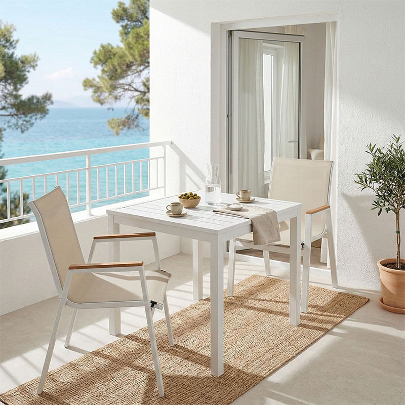 Masa de dining Kliton - Set Azelie 3 buc Pakoworld aluminiu in nuanta alba 80x80x74cm Masa de dining Kliton - Set Azelie 3 buc Pakoworld alu...