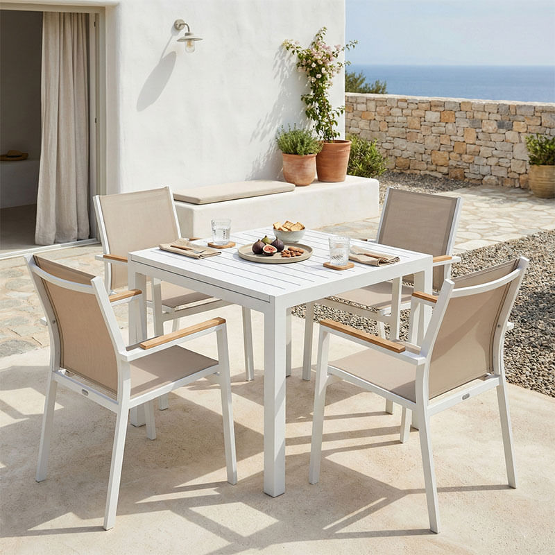 Masa de dining Kliton - Set Azelie 5 pakoworld aluminiu in nuanta alba 80x80x74cm Masa de dining Kliton - Set Azelie 5 pakoworld aluminiu in...