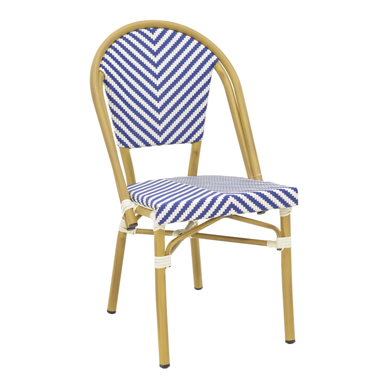 Scaun Uarmin pakoworld stivuibil din ratan natural, albastru-alb 46x57x85cm Scaun Uarmin pakoworld stivuibil din ratan natural, albastru-alb 46x57x85cm