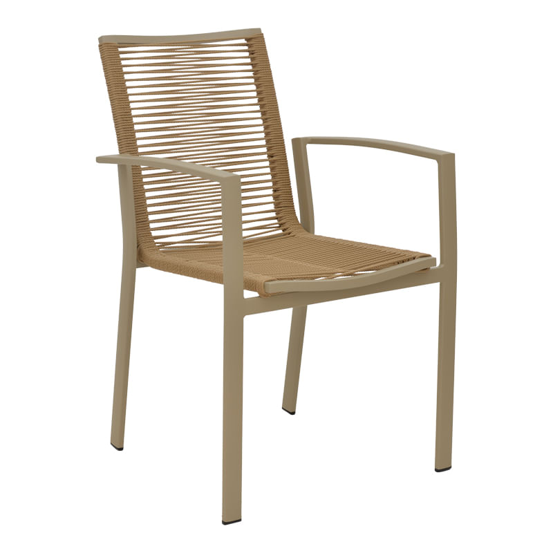 Scaun de relaxare Jonian pakoworld, stivuibil, din aluminiu si textilene, nuanta naturala, 57x63x83cm Scaun de relaxare Jonian pakoworld, st...