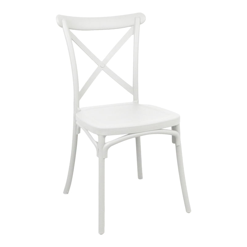 Scaun pliabil Crossie, stivuibil, pakoworld, alb, 43x53x88cm Scaun pliabil Crossie, stivuibil, pakoworld, alb, 43x53x88cm