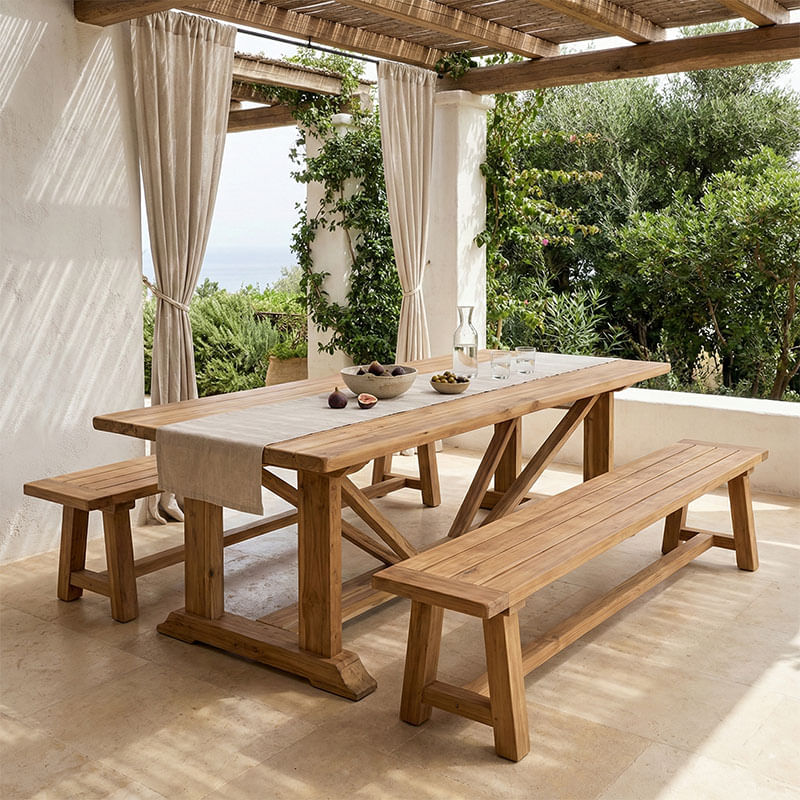 Table Smarious pakoworld teak wood in natural shade 250x100x78cm Table Smarious pakoworld teak wood in natural shade 250x100x78cm