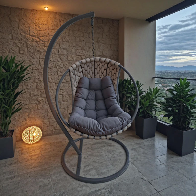 Makito pakoworld swing nest metal base - pvc in culoarea gri 100x105x195cm Makito pakoworld swing nest metal base - pvc în culoarea gri 100x105x195cm