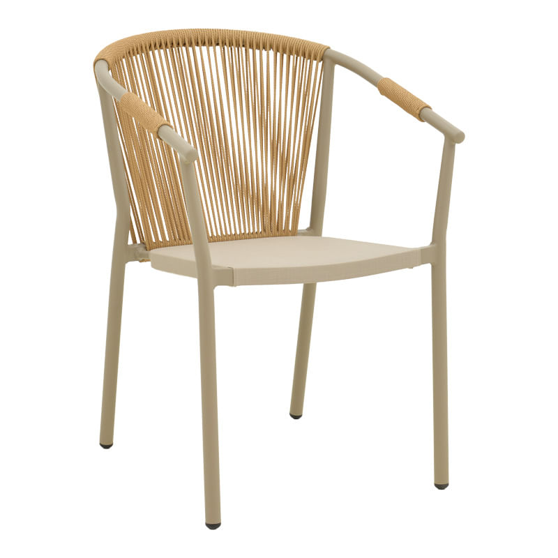 Convince aluminum armchair pakoworld stackable with brown frame-textilene-pe rattan 56x63x82cm Convince aluminum armchair pakoworld stackable with brown frame-textilene-pe rattan 56x63x82cm