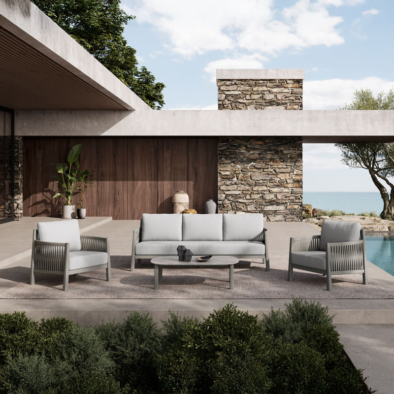 Feralda pakoworld lounge exterior bej, aluminiu-coarda cu material textil gri deschis Feralda pakoworld lounge exterior bej, aluminiu-coarda...