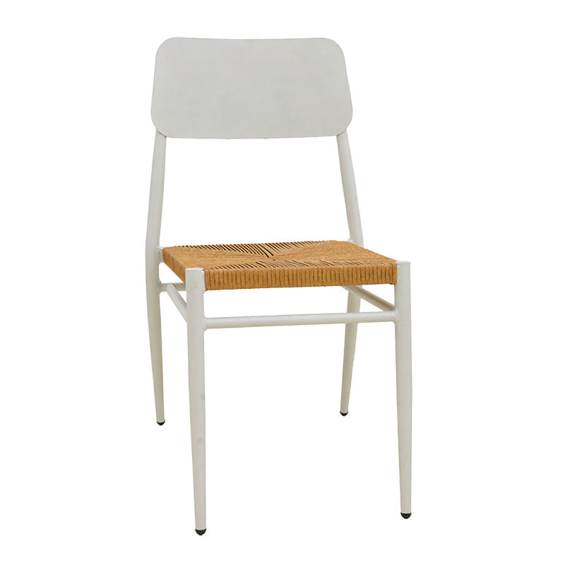 Scaun Giardino Pakoworld, stivuibil, aluminiu, alb - impletitura pe rattan in nuanta naturala, 45x56x82cm Scaun Giardino Pakoworld, stivuibil, aluminiu, alb - împletitură pe rattan în nuanță naturală, 45x56x82cm