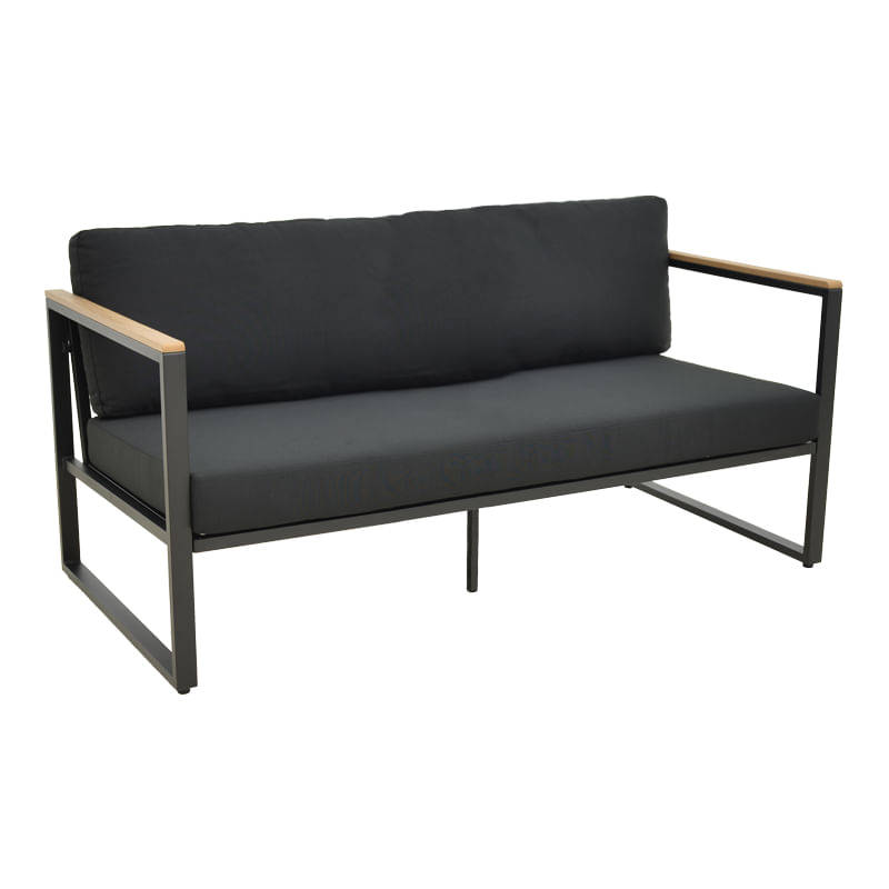 Canapea trei locuri Aurelio pakoworld metalic in negru - perne in nuanta neagra 192x74x63cm Canapea trei locuri Aurelio pakoworld metalic în negru - perne în nuanță neagră 192x74x63cm