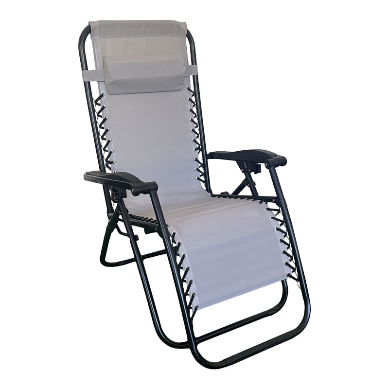 Fotoliu relaxabil pliabil Mirka pakoworld gri textilene si metal negru 65x165x110 cm Fotoliu relaxabil pliabil Mirka pakoworld gri textilene și metal negru 65x165x110 cm