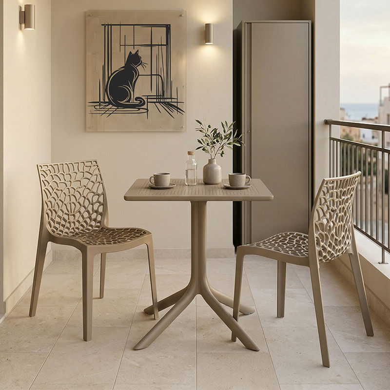 Masa de dining Groovy Hush pakoworld 3 buc cappuccino PP 60x60x76cm Masa de dining Groovy Hush pakoworld 3 buc cappuccino PP 60x60x76cm