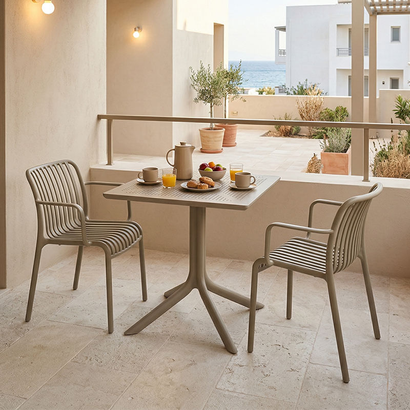 Masa de dining Groovy Zoi pakoworld 3 buc cappuccino PP 60x60x76cm Masa de dining Groovy Zoi pakoworld 3 buc cappuccino PP 60x60x76cm
