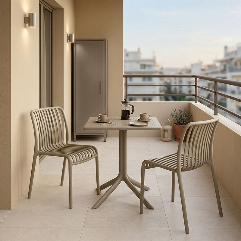 Masa de dining Groovy Zoi pakoworld 3 buc cappuccino PP 60x60x76cm Masa de dining Groovy Zoi pakoworld 3 buc cappuccino PP 60x60x76cm