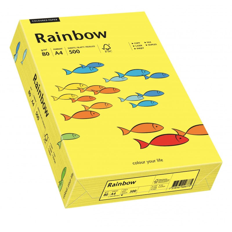 Hartie color A4 80 g/mp Rainbow 500 coli/top galben mediu pret per top Hartie color A4 80 g/mp Rainbow 500 coli/top galben mediu pret per to...