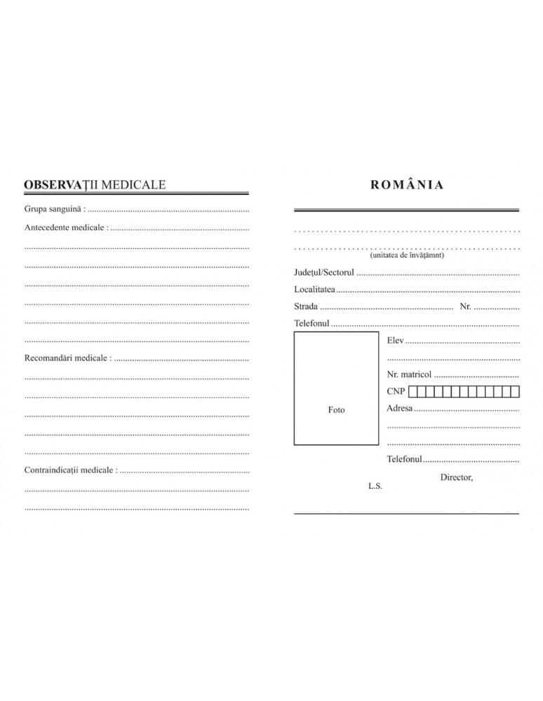 Carnet de elev pentru școli postliceale și de maiștri A6 copertă colorată Carnet de elev pentru școli postliceale și de maiștri A6 copertă colorată