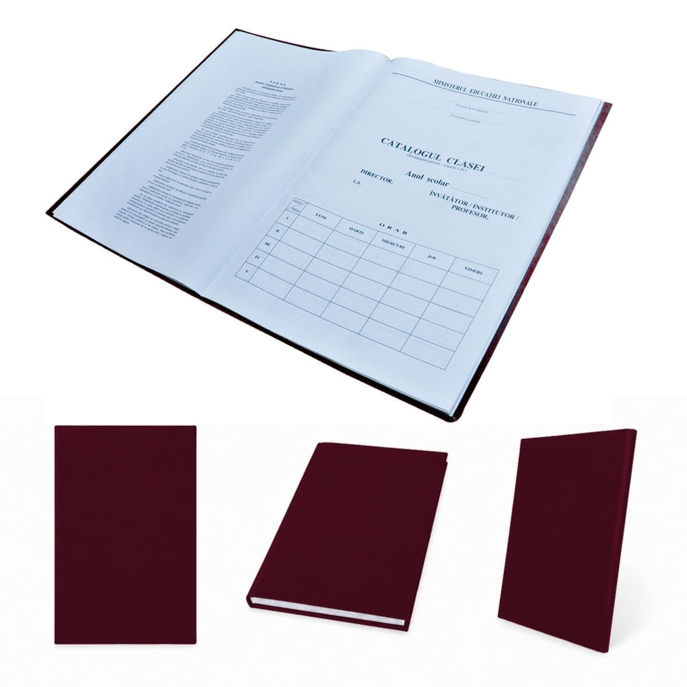 Catalog pentru învățământul primar clasele I-IV 39 elevi copertă imitație piele vișiniu Catalog pentru învățământul primar clasele I-IV 39 elevi copertă imitație piele vișiniu