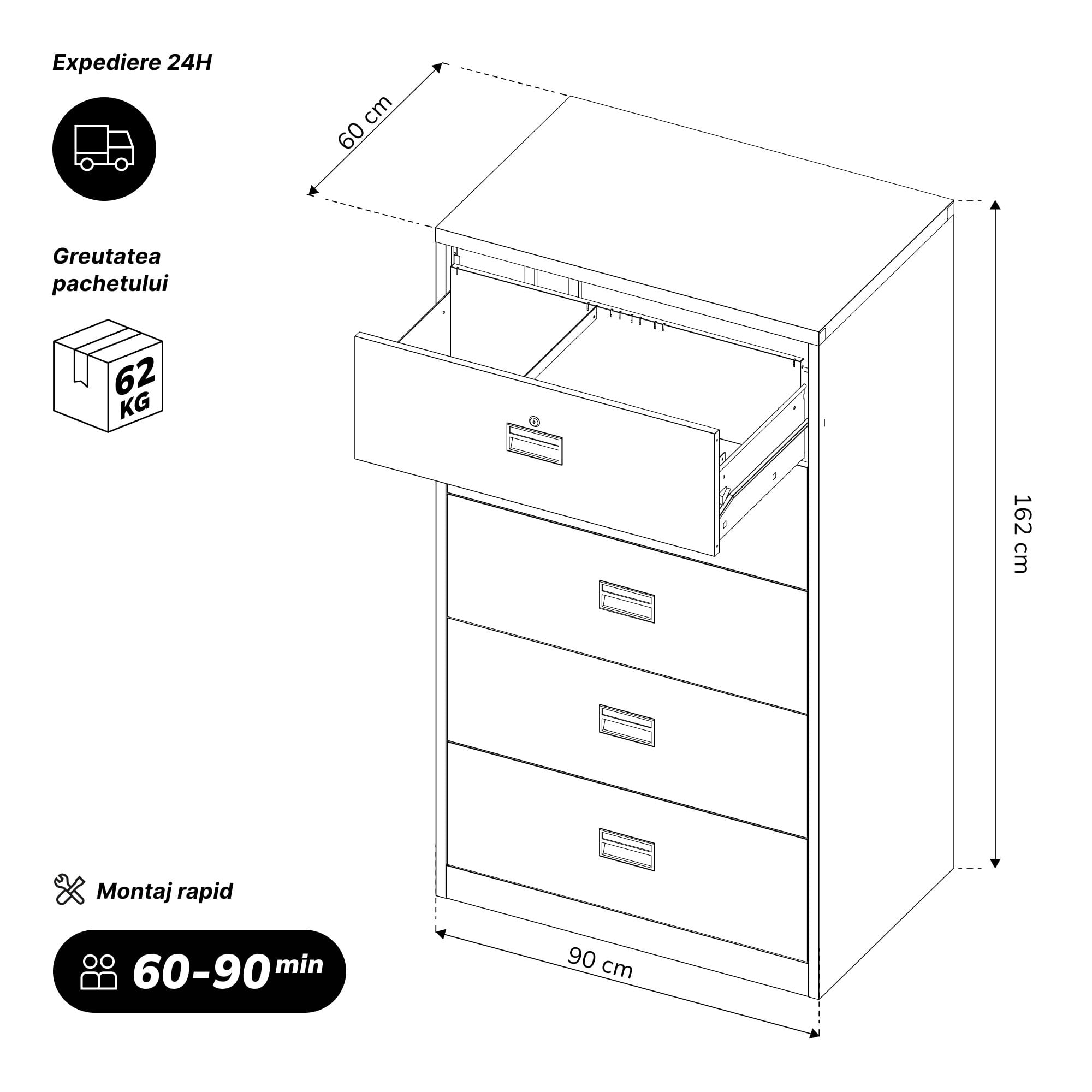 Dulap cartoteca metalic, alb, 900x1620x600 mm: SARA XL V5 Dulap cartoteca metalic, alb, 900x1620x600 mm: SARA XL V5