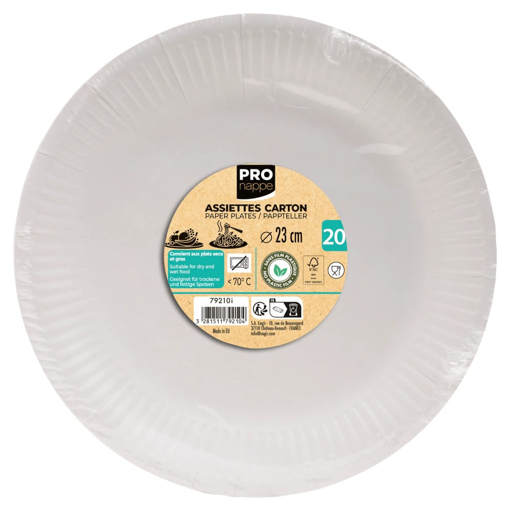 Farfurii carton albe reciclabile 23 cm 20 sau 50 buc/set Pro Nappe Farfurii carton albe reciclabile 23 cm 20 sau 50 buc/set Pro Nappe 20 buc/set