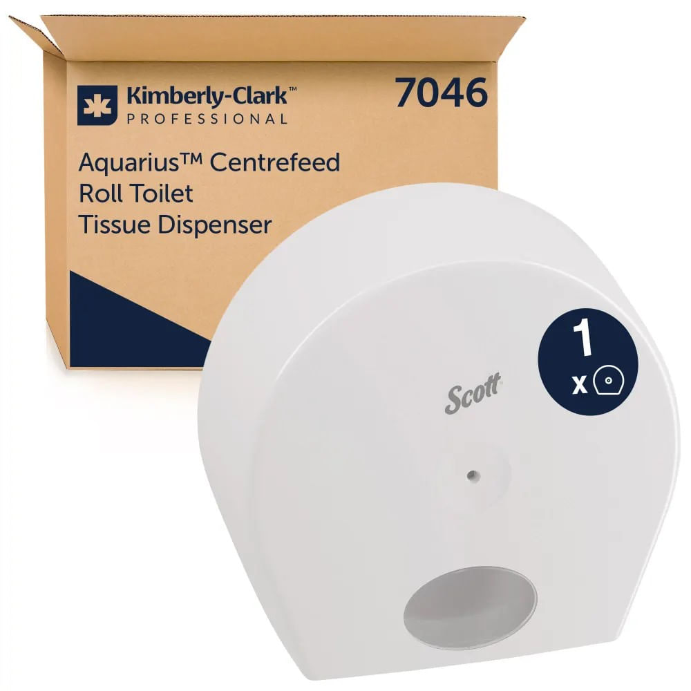 Dispenser hartie igienica derulare centrala Kimberly-Clark Scott Aquarius alb Dispenser hartie igienica derulare centrala Kimberly-Clark Sco...