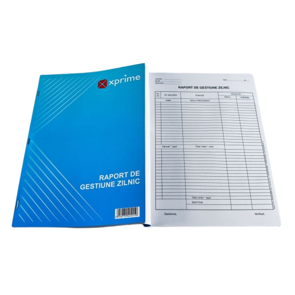 Raport gestiune zilnic A4 100 file hârtie offset 55 g/mp copertă carton 300 g/mp Raport gestiune zilnic A4 100 file hârtie offset 55 g/mp copertă carton 300 g/mp