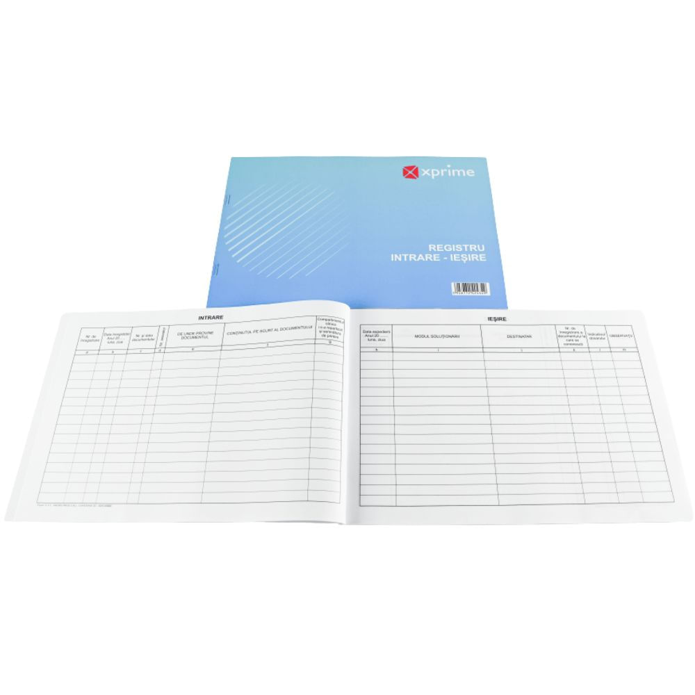 Registru intrare ieșire A4 100 file hârtie offset 55 g/mp copertă carton 300 g/mp Registru intrare ieșire A4 100 file hârtie offset 55 g/mp copertă carton 300 g/mp