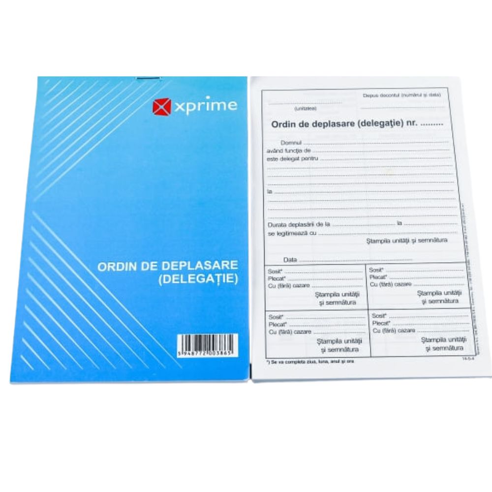 Ordin de deplasare 12 x 18 cm 100 file/carnet copertă carton 300 g/mp Ordin de deplasare 12 x 18 cm 100 file/carnet copertă carton 300 g/mp