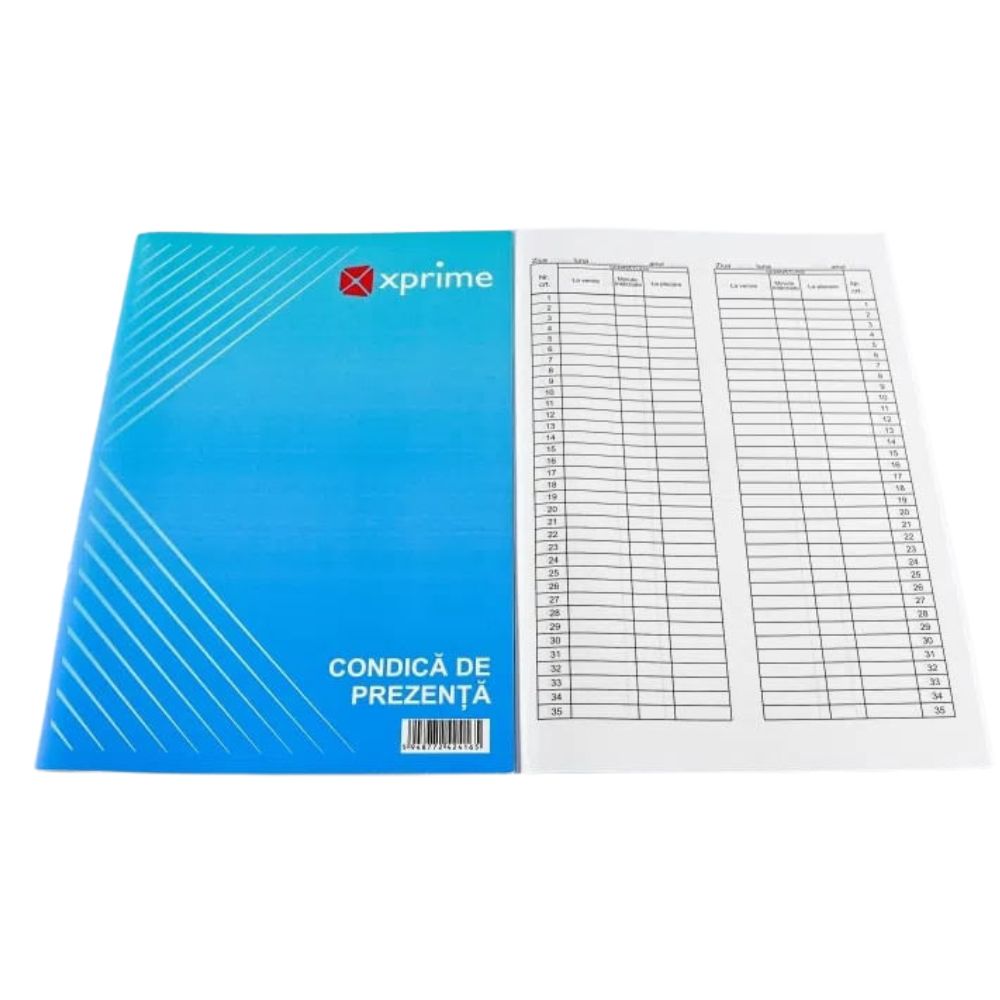 Condică de prezență A4 hârtie offset 100 file copertă carton 300 g/mp Condică de prezență A4 hârtie offset 100 file copertă carton 300 g/mp