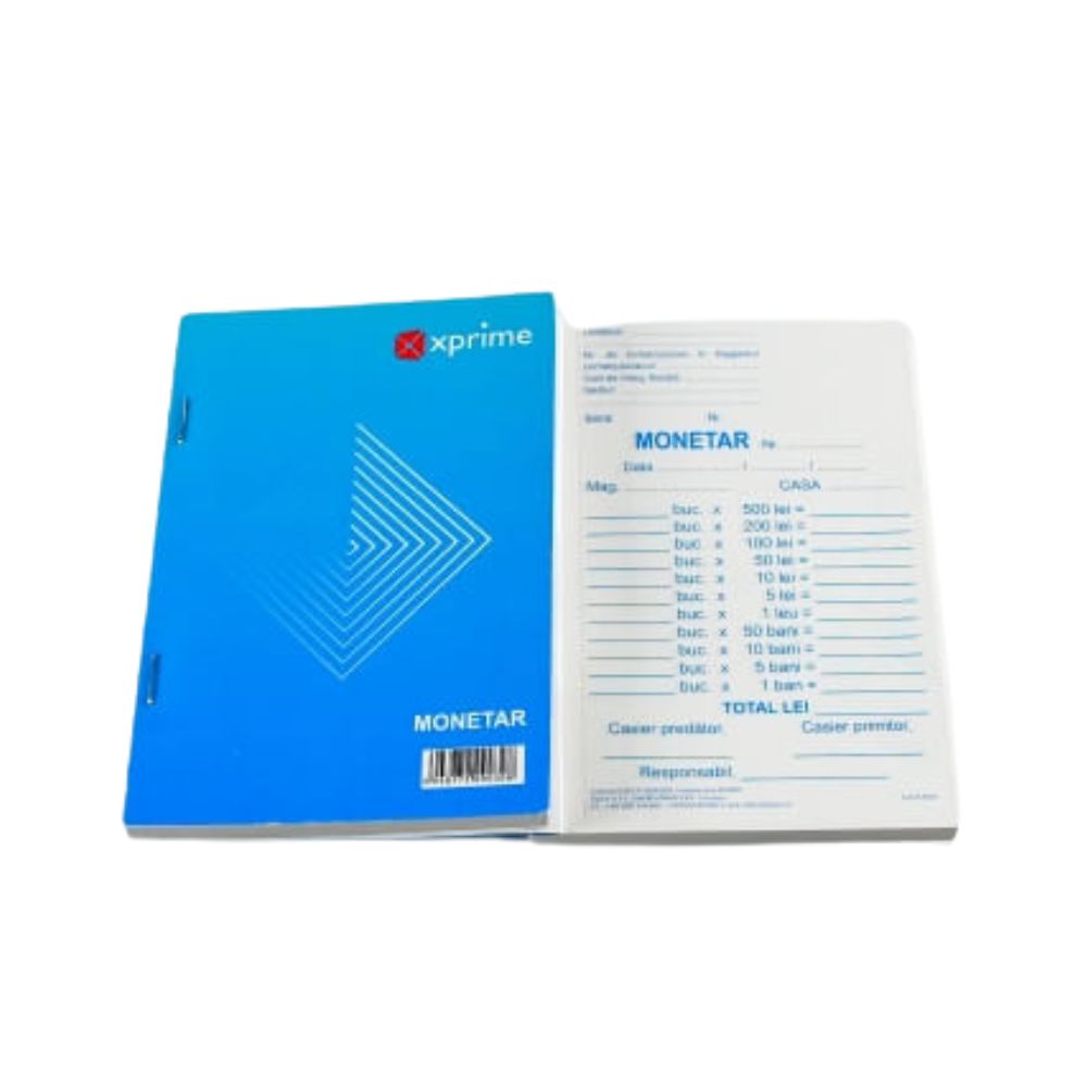 Monetar A6 2 exemplare hârtie autocopiativă copertă carton 300 g/mp 100 file/carnet Monetar A6 2 exemplare hârtie autocopiativă copertă carton 300 g/mp 100 file/carnet
