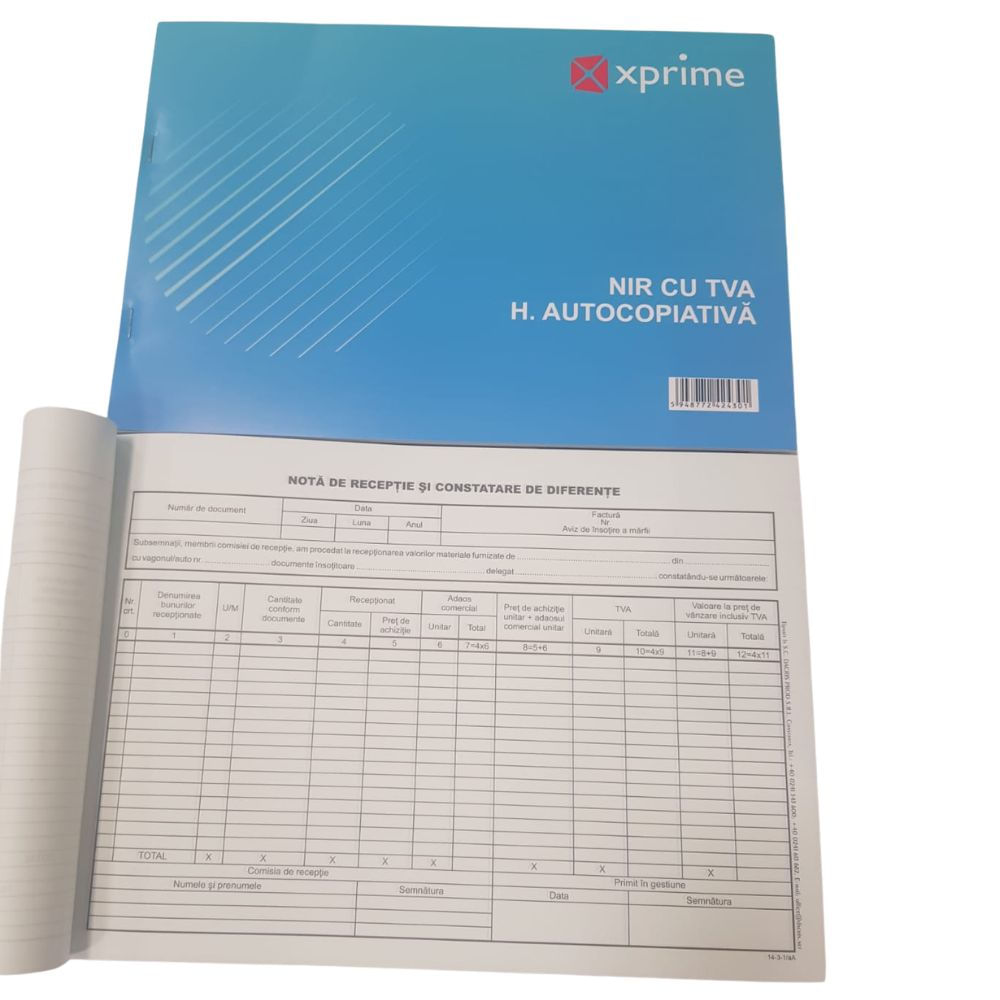 NIR cu TVA autocopiativ A4 2 exemplare 50 seturi/carnet 100 file 14-3-1/A NIR cu TVA autocopiativ A4 2 exemplare 50 seturi/carnet 100 file 14-3-1/A