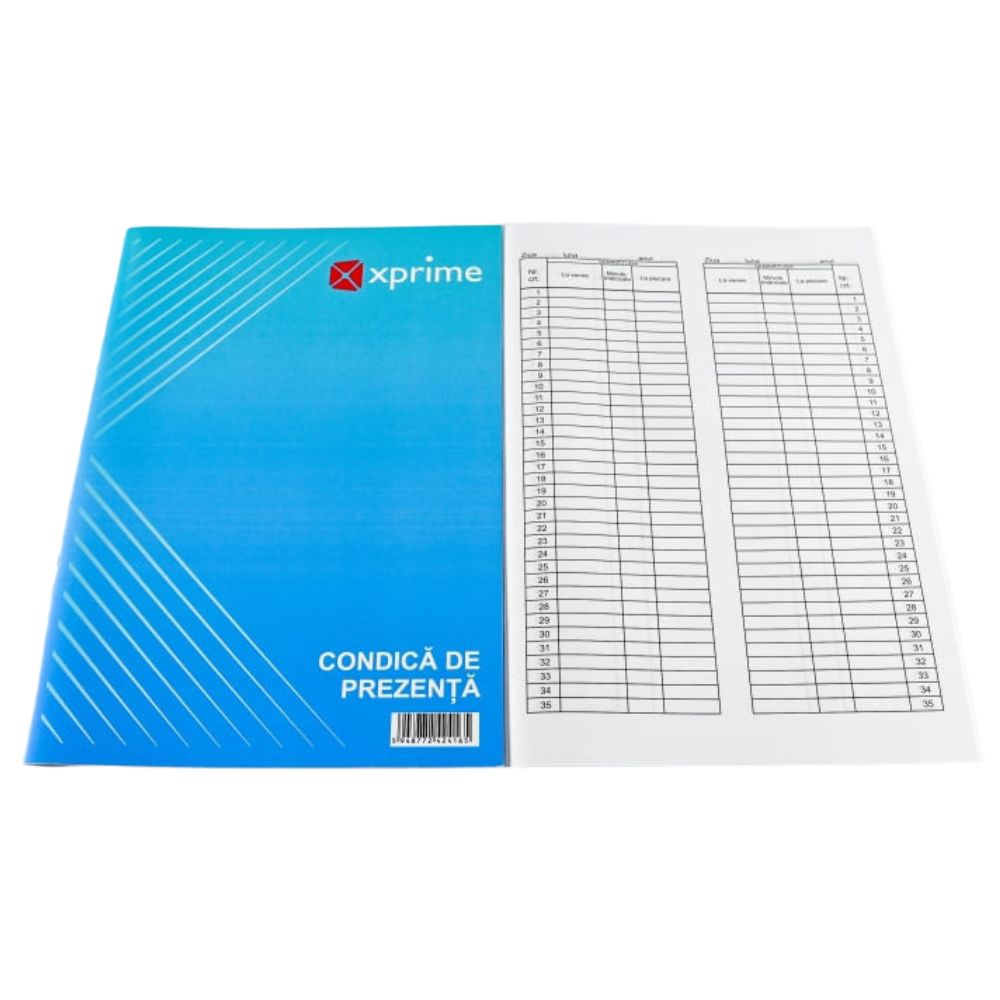 Condică prezență A4 14 file hârtie offset copertă carton 300 g/mp Condică prezență A4 14 file hârtie offset copertă carton 300 g/mp