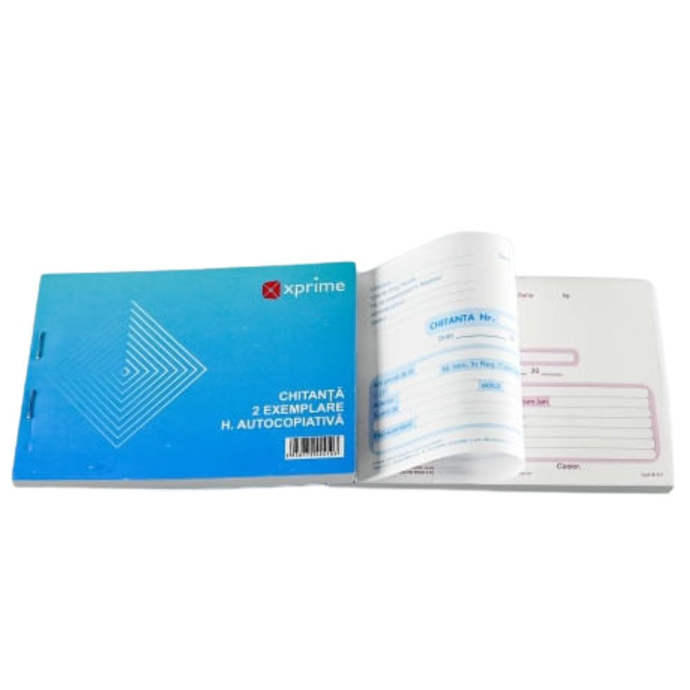 Chitanță A6 2 exemplare hârtie autocopiativă copertă carton 300 g/mp 100 file/carnet Chitanță A6 2 exemplare hârtie autocopiativă copertă carton 300 g/mp 100 file/carnet