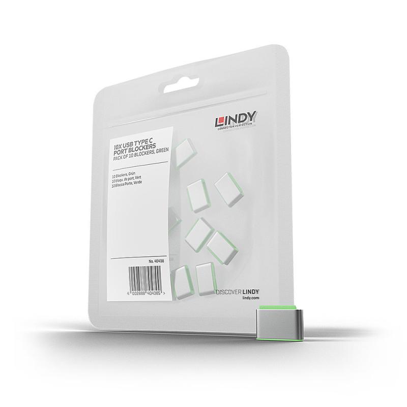 Lindy USB C Port Blockers, 10pcs, Green Lindy USB C Port Blockers, 10pcs, Green