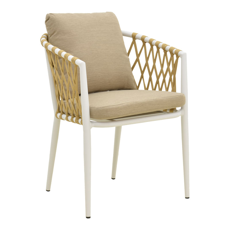 Fotoliu Peluxe pakoworld aluminiu alb-rope bej natural perne 54x62x75,5 cm Fotoliu Peluxe pakoworld aluminiu alb-rope bej natural perne 54x62x75,5 cm