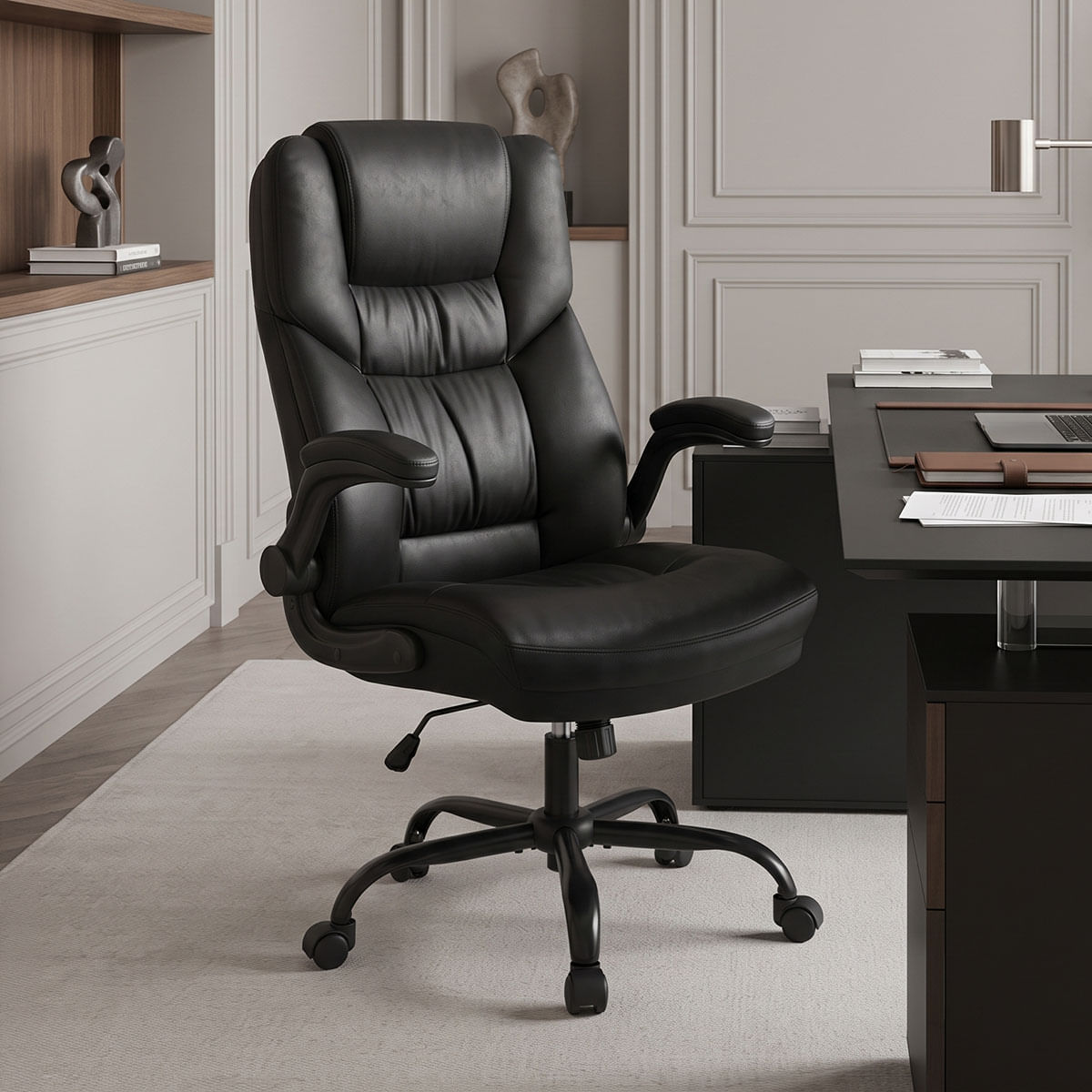 Scaun birou manager Stellar pakoworld piele PU negru Scaun birou manager Stellar pakoworld piele PU negru