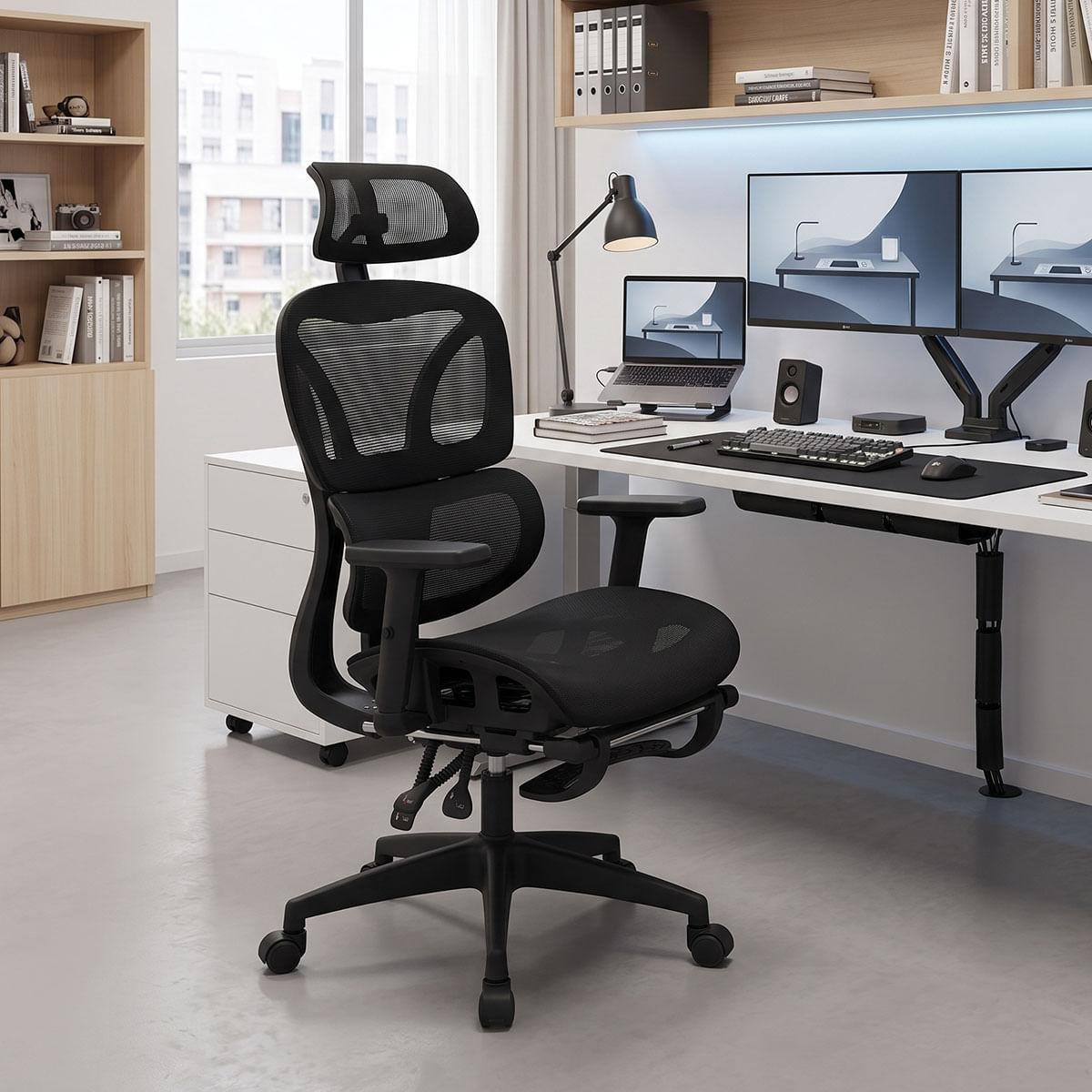 Scaun de birou pentru manager cu bancheta Corus pakoworld plasa neagra 62x69x125-135cm Scaun de birou pentru manager cu banchetă Corus pakoworld plasa neagra 62x69x125-135cm