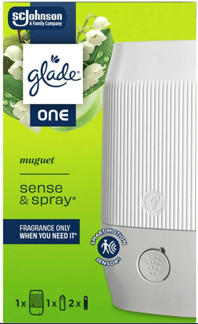 Odorizant de cameră Glade One Sense & Spray aparat și rezervă 10 ml diverse parfumuri Odorizant de cameră Glade One Sense & Spray aparat și rezervă 10 ml diverse parfumuri Muguet (lacramioare)
