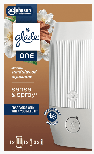 Odorizant de cameră Glade One Sense & Spray aparat și rezervă 10 ml diverse parfumuri Odorizant de cameră Glade One Sense & Spray aparat și rezervă 10 ml diverse parfumuri Sandalwood & Jasmine