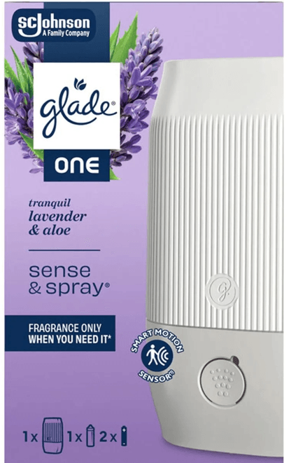Odorizant de cameră Glade One Sense & Spray aparat și rezervă 10 ml diverse parfumuri Odorizant de cameră Glade One Sense & Spray aparat și rezervă 10 ml diverse parfumuri Lavender & Aloe