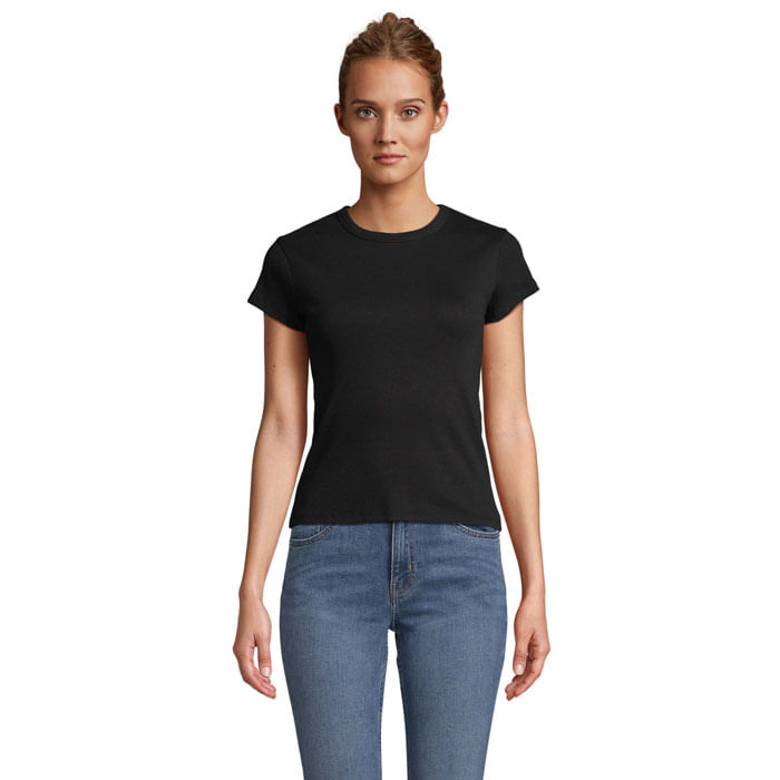 SARA WOMEN'S RIBBED T-SHIRT SARA WOMEN'S RIBBED T-SHIRT