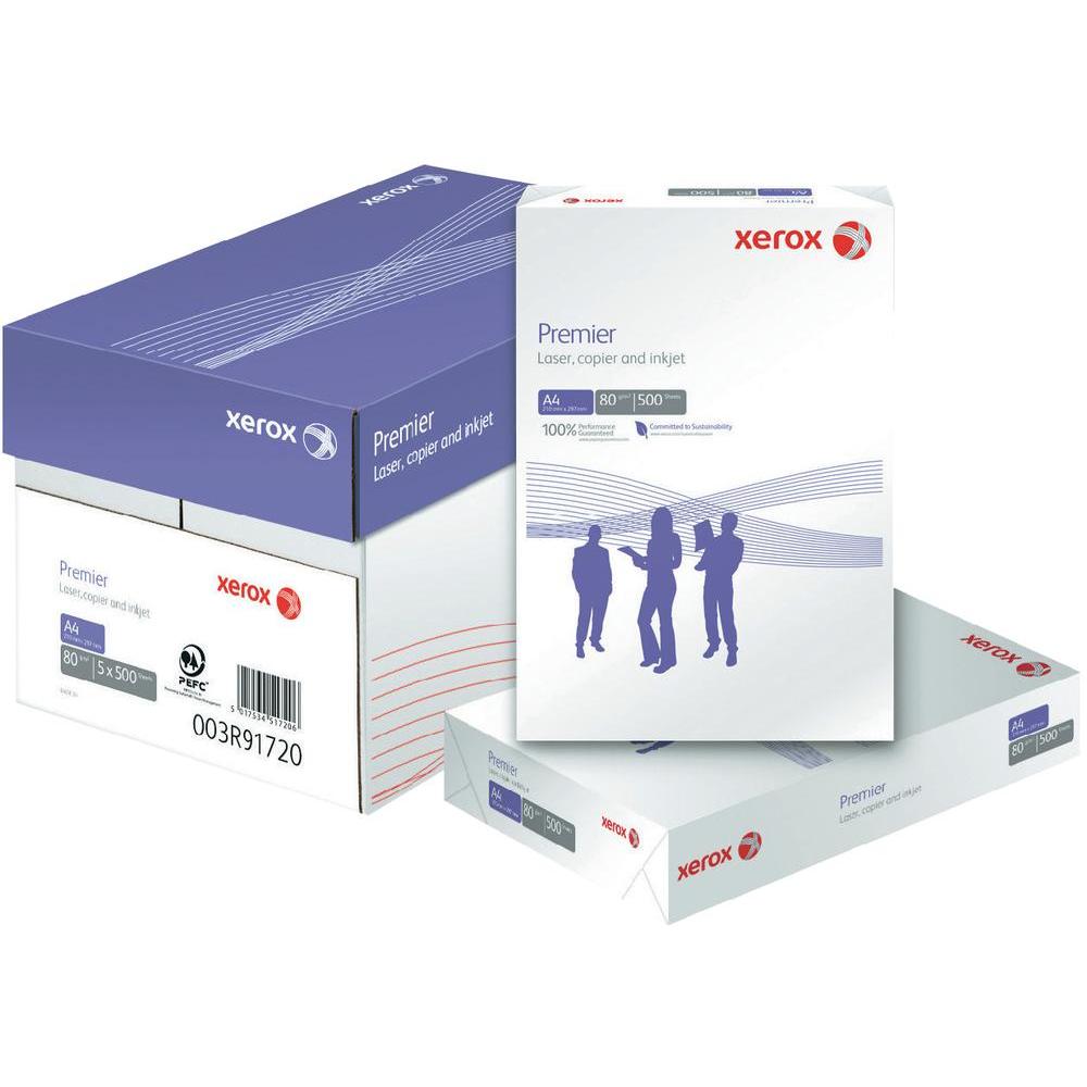 Hartie copiator A4 Xerox Premier 80 g/mp, 500 coli/top, 5 topuri/cutie, pret per cutie