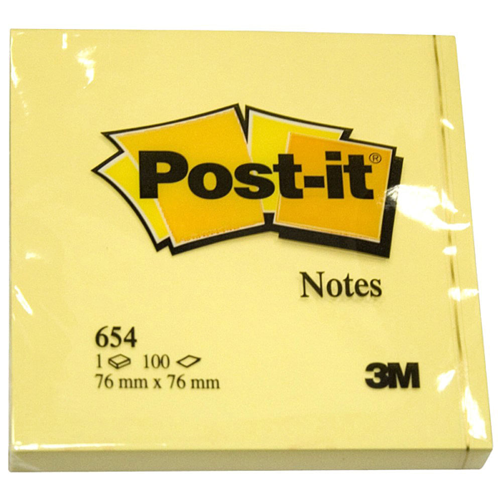 Notite adezive 3M Post-it 654, 76 x 76 mm, galben