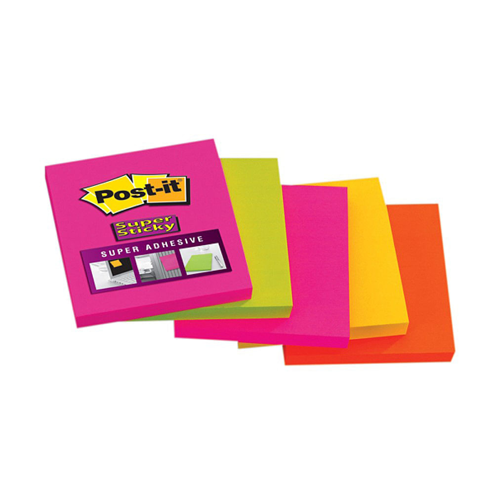 Notite adezive 3M Post-It Super Sticky neon asortate