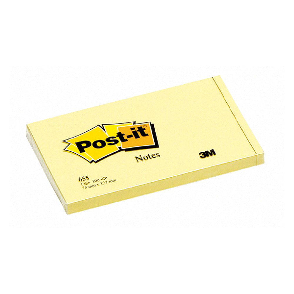Notite adezive 3M Post-It 655, 76 x 127 mm, galben pastel