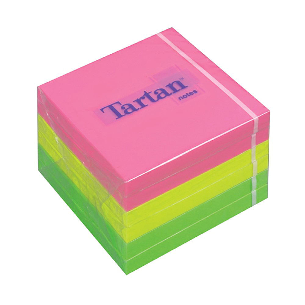 Notite adezive TARTAN 3M 76mm x 76 mm culori neon 100 file Notite adezive 3M Tartan neon 76 x 76 mm 100 file