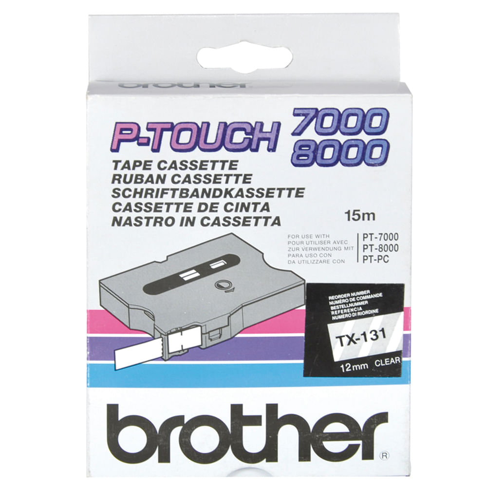 Banda Brother TX-131, 12 mm x 15 m, negru/transparent Alte brand-uri imagine 2022 depozituldepapetarie.ro