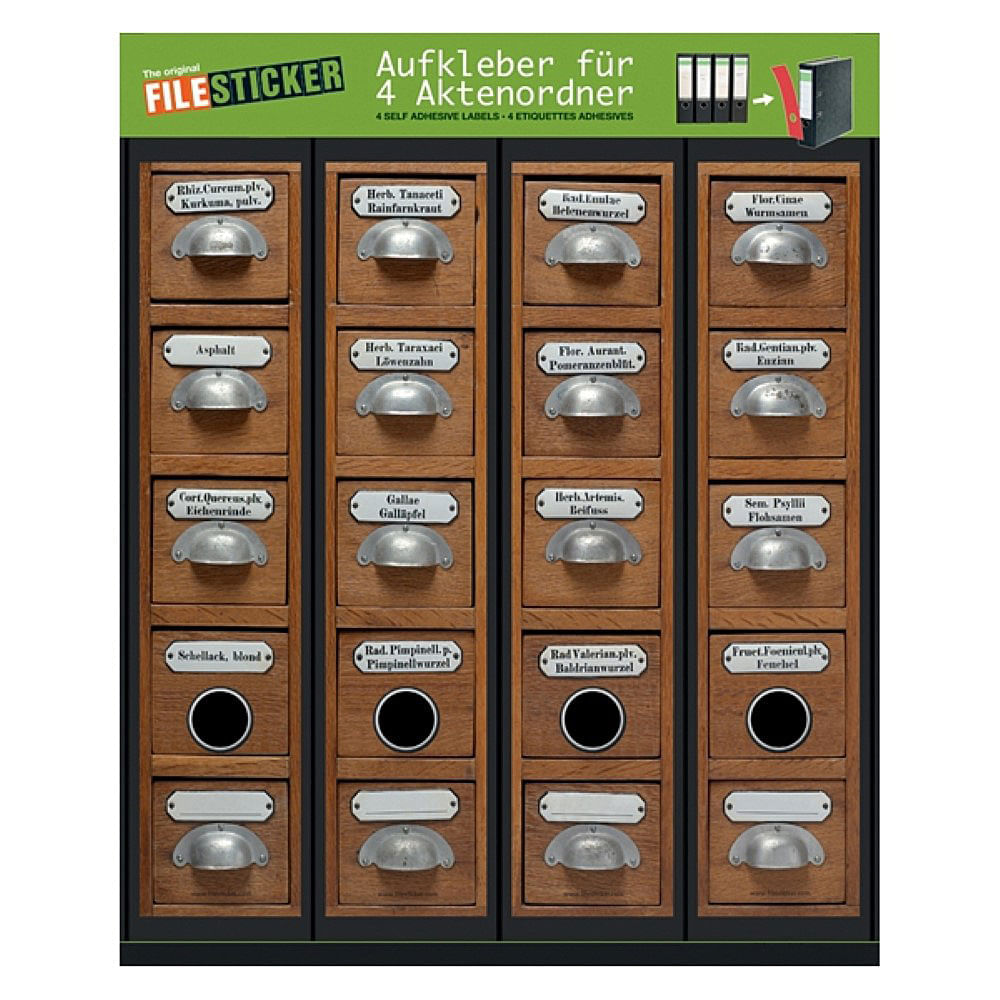 Etichete pentru bibliorafturi Filesticker model farmacie