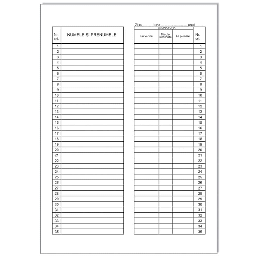 Condica prezenta A4 hartie offset  14 file+coperta