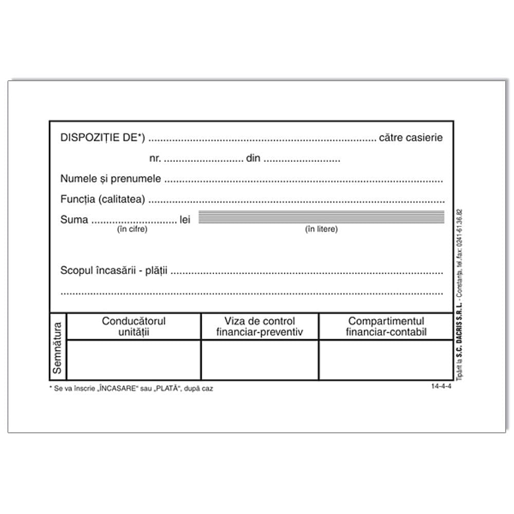 Dispozitie casierie A6 hartie offset 100 file/carnet