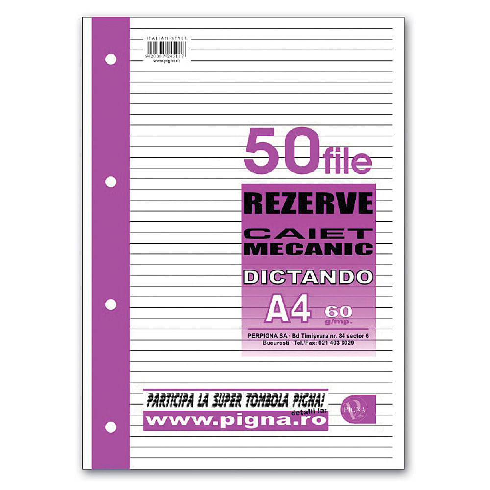 anvelope vredestein 195/65/r15 Rezerva caiet mecanic Pigna, A4, 50 file, dictando