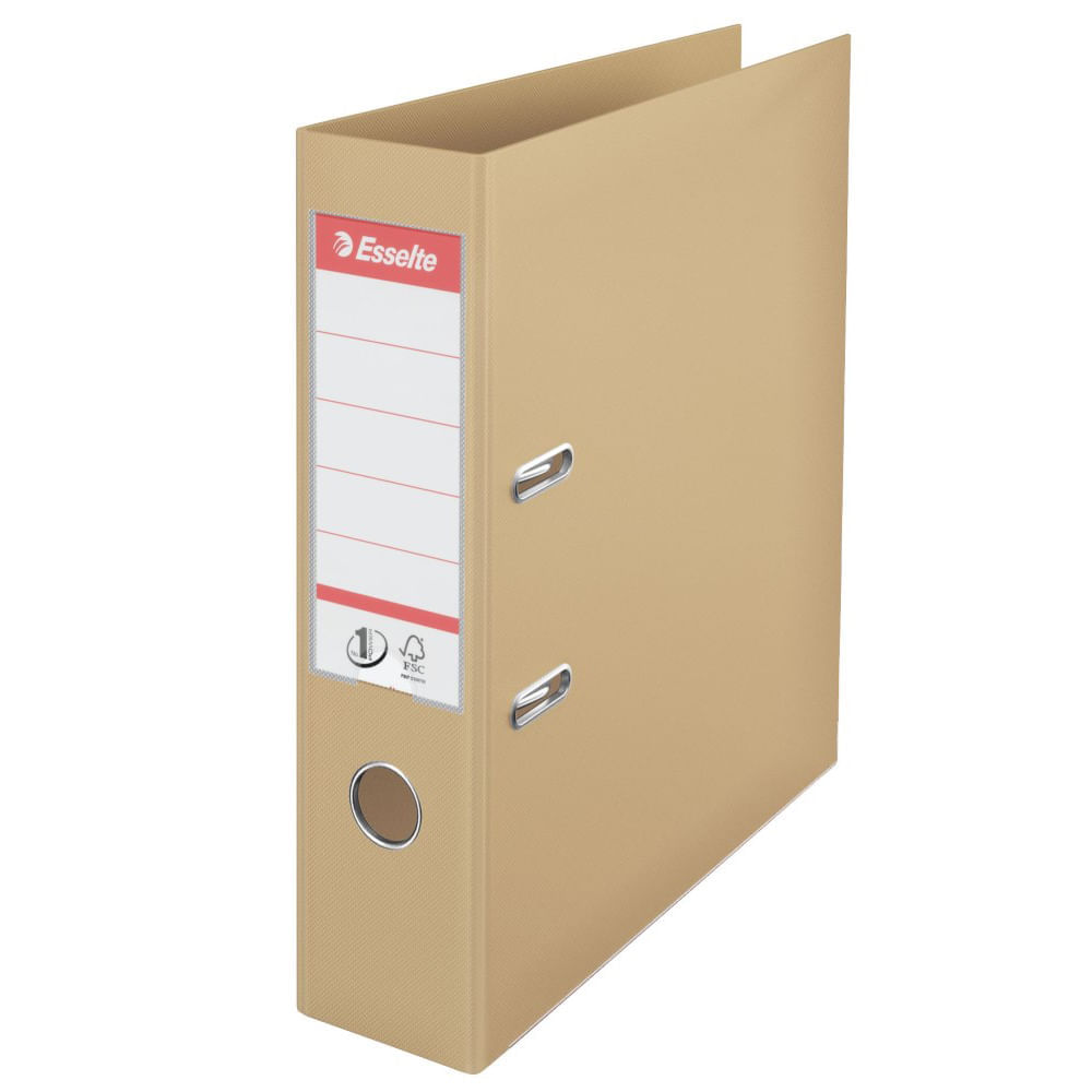 Biblioraft Esselte No.1 Power, PP/PP, partial reciclat, certificare FSC, A4, 75 mm culoarea nisipului