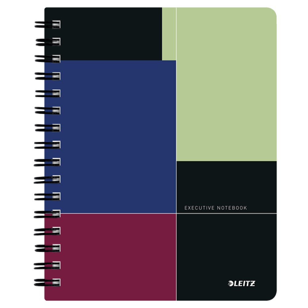 Caiet de birou Leitz Executive, A5, coperta PP, cu spira, matematica, 80 file, negru-violet